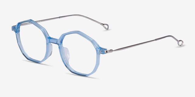 Carmelo Clear Blue AcetateEyeglass Frames from EyeBuyDirect, Angle View
