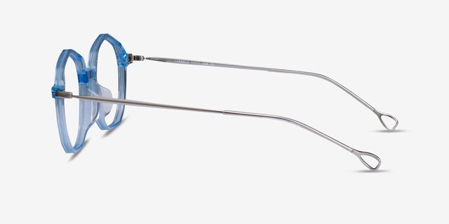 Carmelo Clear Blue AcetateEyeglass Frames from EyeBuyDirect, Side View