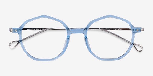 Carmelo Clear Blue AcetateEyeglass Frames from EyeBuyDirect, Closed View