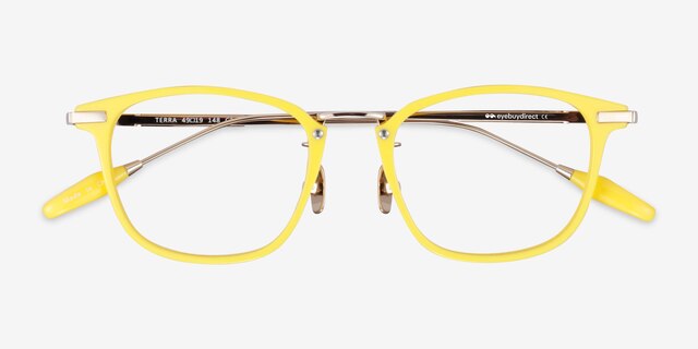 Terra Yellow AcetateEyeglass Frames from EyeBuyDirect, Closed View