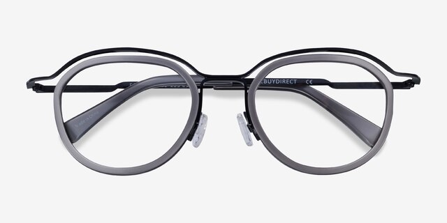 Facet Gray Black AcetateEyeglass Frames from EyeBuyDirect, Closed View