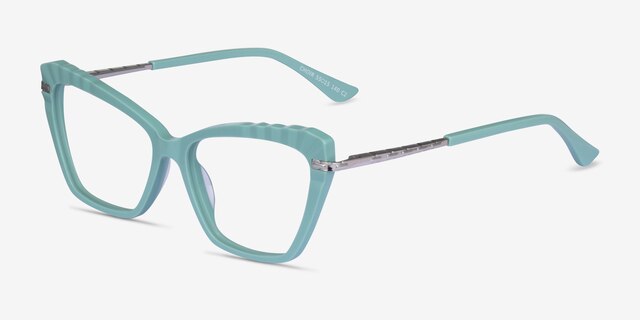 Choir Green Silver AcetateEyeglass Frames from EyeBuyDirect, Angle View