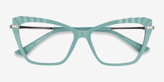 Choir Green Silver AcetateEyeglass Frames from EyeBuyDirect, Closed View