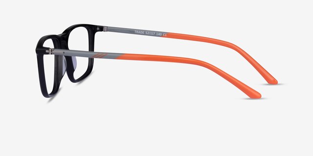 Trade Black Gunmetal Orange AcetateEyeglass Frames from EyeBuyDirect, Side View