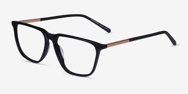 Concourse Black Gold AcetateEyeglass Frames from EyeBuyDirect, Angle View
