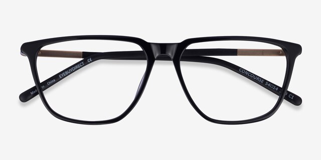Concourse Black Gold AcetateEyeglass Frames from EyeBuyDirect, Closed View