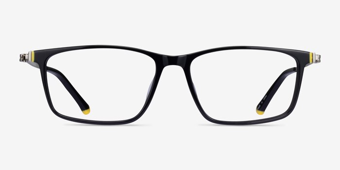 Commuter Black Yellow Gold Acetate Eyeglass Frames from EyeBuyDirect