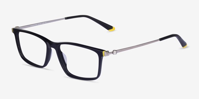 Commuter Black Yellow Gold AcetateEyeglass Frames from EyeBuyDirect, Angle View