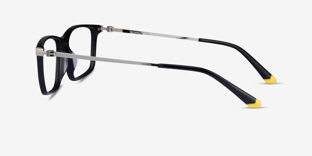 Commuter Black Yellow Gold AcetateEyeglass Frames from EyeBuyDirect, Side View