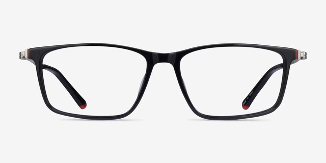 Commuter Black Red Gold AcetateEyeglass Frames from EyeBuyDirect, Front View