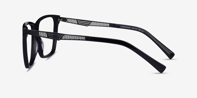Landmark Black AcetateEyeglass Frames from EyeBuyDirect, Side View