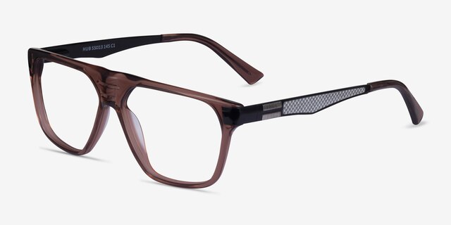 Hub Brown Black AcetateEyeglass Frames from EyeBuyDirect, Angle View