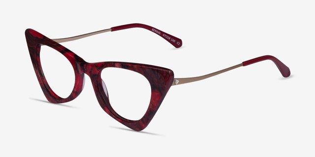 Bengal Red Floral AcetateEyeglass Frames from EyeBuyDirect, Angle View
