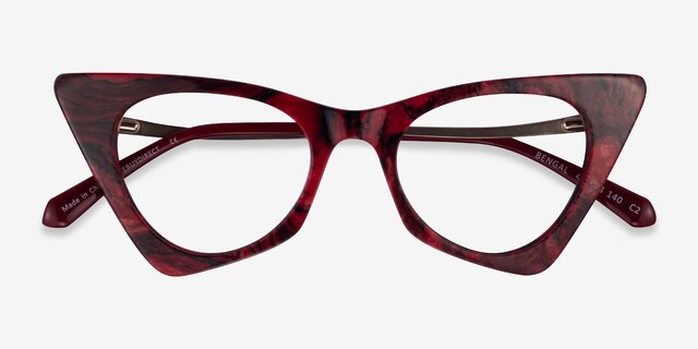 Bengal Red Floral AcetateEyeglass Frames from EyeBuyDirect, Closed View
