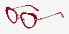 Honey Red Gold Acétate Montures de lunettes de vue d'EyeBuyDirect, Vue d'Angle