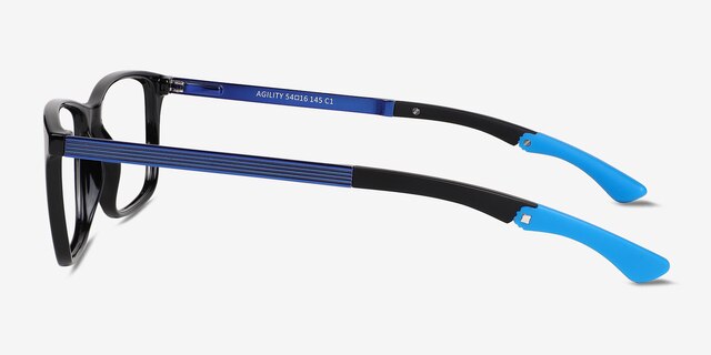 Agility Solid Black MetalEyeglass Frames from EyeBuyDirect, Side View