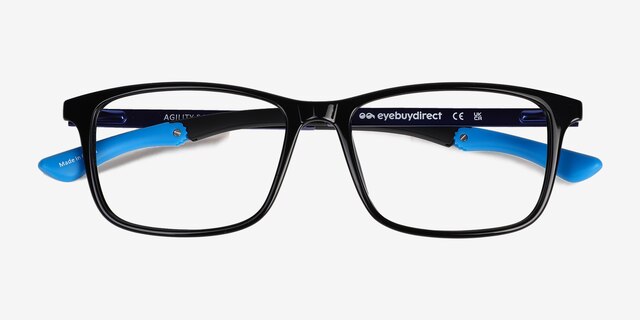 Agility Solid Black MetalEyeglass Frames from EyeBuyDirect, Closed View