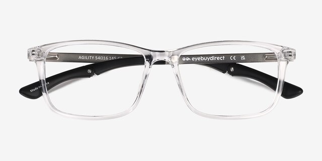 Agility Clear Crystal MetalEyeglass Frames from EyeBuyDirect, Closed View
