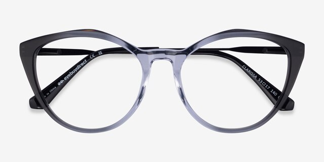 Clarissa Gradient Black Crystal AcetateEyeglass Frames from EyeBuyDirect, Closed View