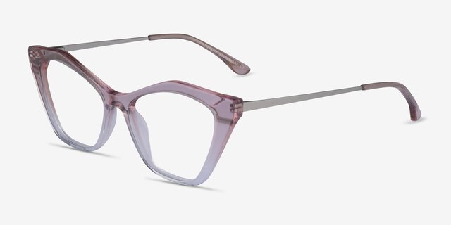 Tiffany Shiny Pink Gradient AcetateEyeglass Frames from EyeBuyDirect, Angle View