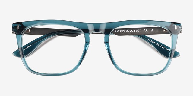Hugh Blue AcetateEyeglass Frames from EyeBuyDirect, Closed View