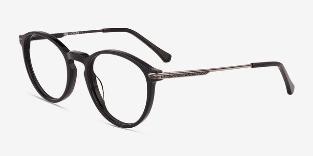 Boaz Matte Black AcetateEyeglass Frames from EyeBuyDirect, Angle View