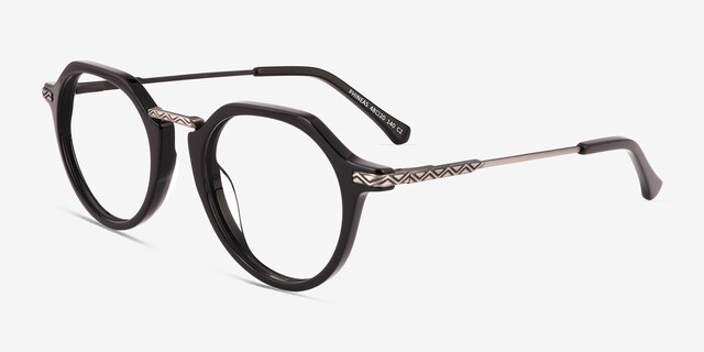 Phineas Black AcetateEyeglass Frames from EyeBuyDirect, Angle View