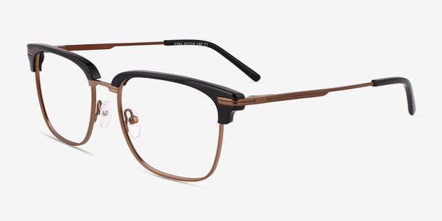 Ezra Black AcetateEyeglass Frames from EyeBuyDirect, Angle View