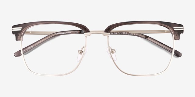Ezra Gray Tortoise AcetateEyeglass Frames from EyeBuyDirect, Closed View