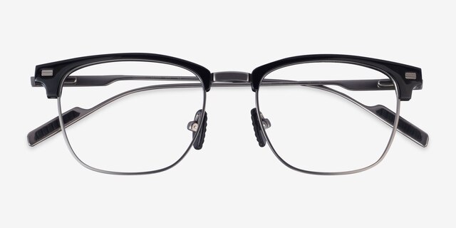 Charge Black Gunmetal MetalEyeglass Frames from EyeBuyDirect, Closed View