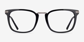 Adzo Noir Acétate Montures de lunettes de vue d'EyeBuyDirect, Vue de Face