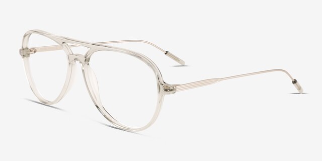Quin Clear Green AcetateEyeglass Frames from EyeBuyDirect, Angle View
