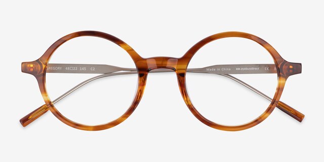 Gregory Striped Tortoise AcetateEyeglass Frames from EyeBuyDirect, Closed View