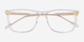 Zach Clear Yellow Acétate Montures de lunettes de vue d'EyeBuyDirect, Vue Rapprochée