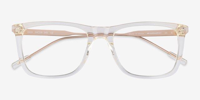Zach Clear Yellow AcetateEyeglass Frames from EyeBuyDirect, Closed View