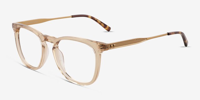 Vinyl Clear Light Brown AcétateMontures de lunettes de vue d'EyeBuyDirect, Vue d'Angle