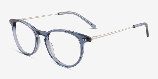 Snap Clear Blue AcetateEyeglass Frames from EyeBuyDirect, Angle View