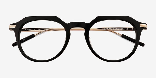 Chisle Black Gold AcétateMontures de lunettes de vue d'EyeBuyDirect, Vue Rapprochée