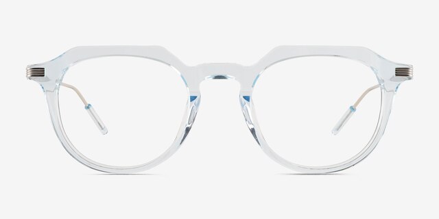Chisle Clear Blue Silver AcetateEyeglass Frames from EyeBuyDirect, Front View