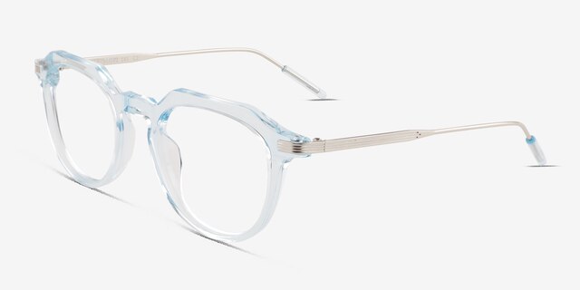 Chisle Clear Blue Silver AcetateEyeglass Frames from EyeBuyDirect, Angle View