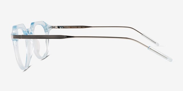 Chisle Clear Blue Silver AcetateEyeglass Frames from EyeBuyDirect, Side View
