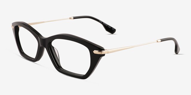 Vise Black Gold AcetateEyeglass Frames from EyeBuyDirect, Angle View