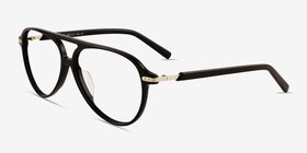 Uni Noir Acétate Montures de lunettes de vue d'EyeBuyDirect, Vue d'Angle