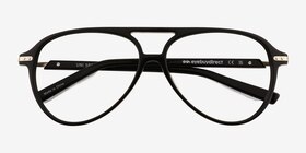 Uni Noir Acétate Montures de lunettes de vue d'EyeBuyDirect, Vue Rapprochée