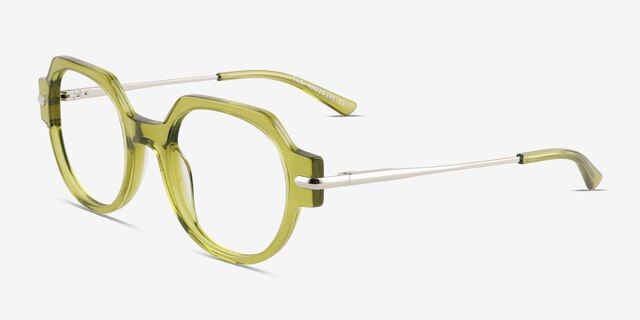 File Clear Green AcetateEyeglass Frames from EyeBuyDirect, Angle View