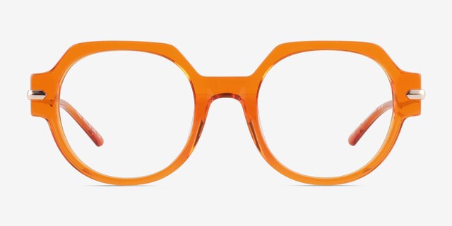 File Clear Orange AcetateEyeglass Frames from EyeBuyDirect, Front View