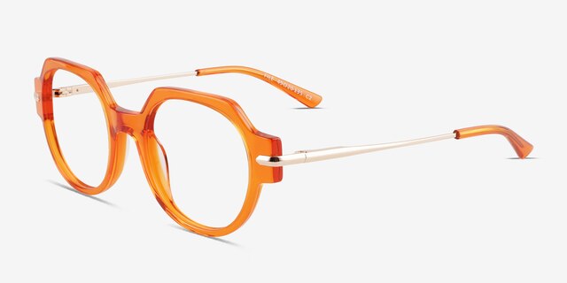 File Clear Orange AcetateEyeglass Frames from EyeBuyDirect, Angle View