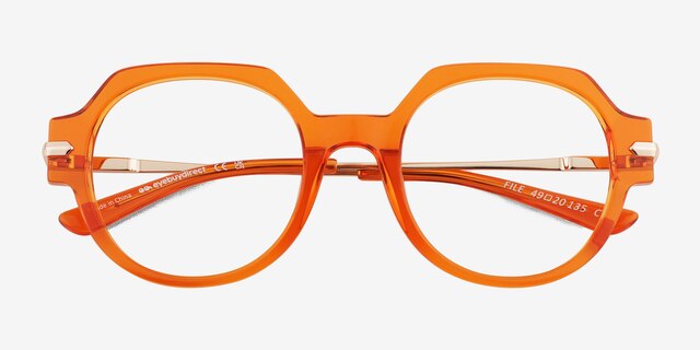 File Clear Orange AcetateEyeglass Frames from EyeBuyDirect, Closed View