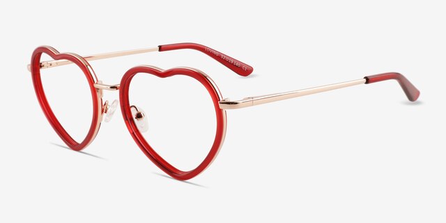 Loving Red AcetateEyeglass Frames from EyeBuyDirect, Angle View