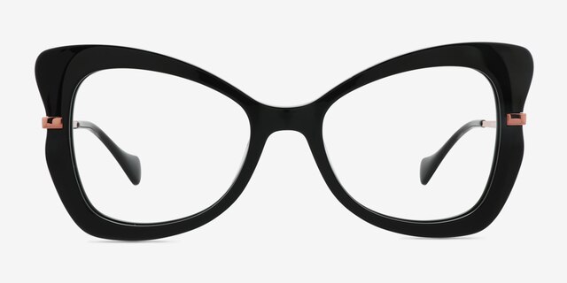 Swallowtail Black AcetateEyeglass Frames from EyeBuyDirect, Front View